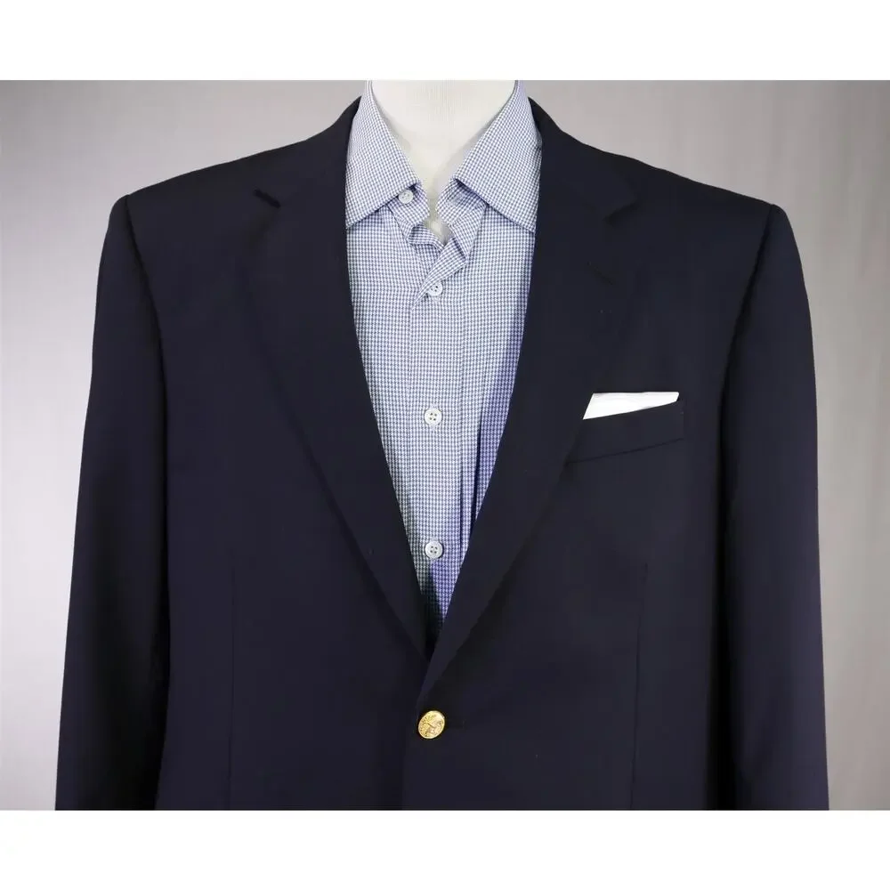 Brooks Brothers Navy Blue Gold Metal Buttons 2-Btn Wool Blazer Jacket 43R 42R